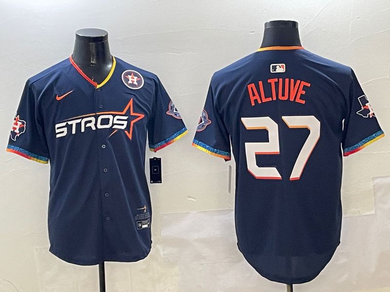 Men Houston Astros #27 Altuve Drak Blue Fourth generation Joint Name 2025 Nike MLB Jersey style 2